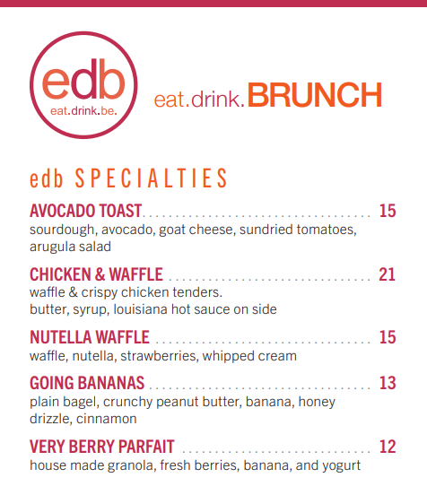 Eat Drink Be Menu 2025