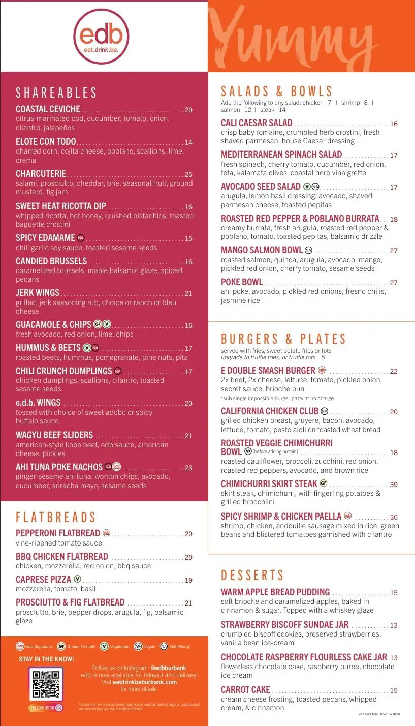 Eat Drink Be Menu 2026